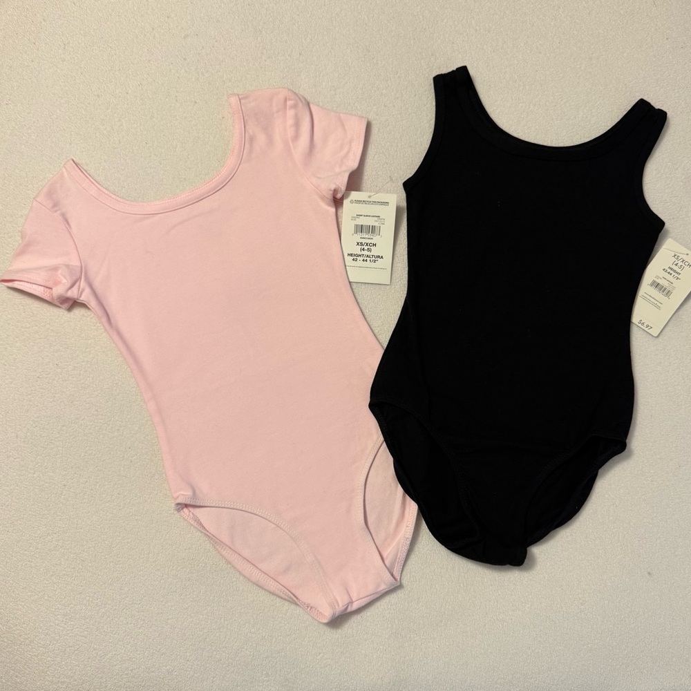 NEW/NWT Danskin Pink & Black Girls Leotards Set XS-4/5